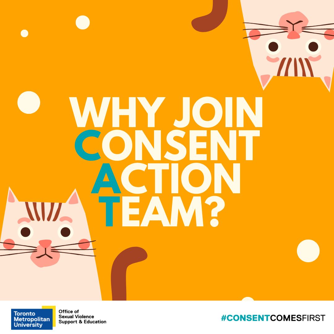 Illustration of two cats, in the centre of the image it reads "why join Consent Action Team?"