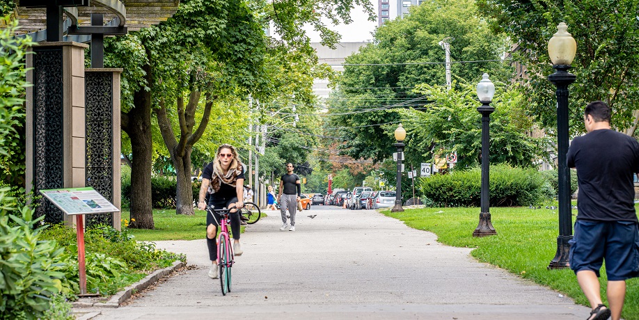 Students walking down the campus