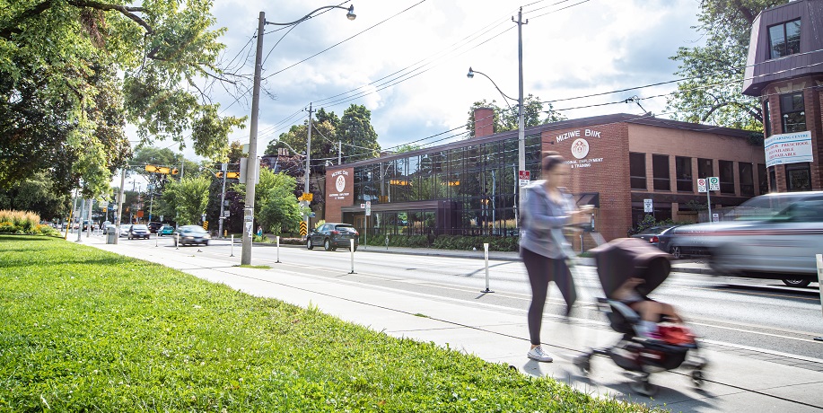 Students walking down the campus