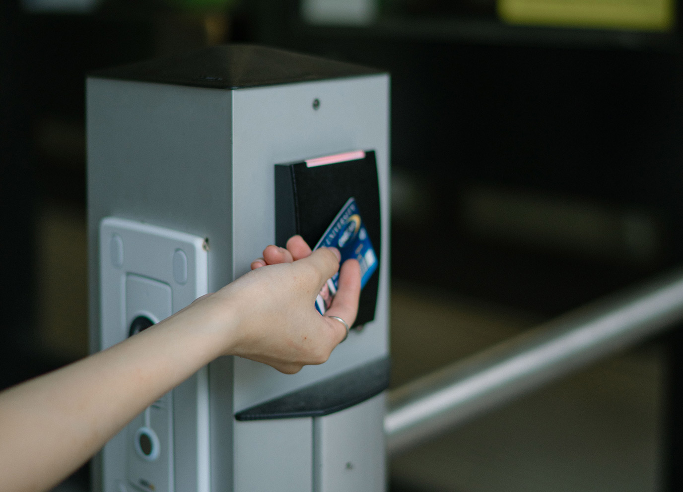 Closeup of a credit card being scanned