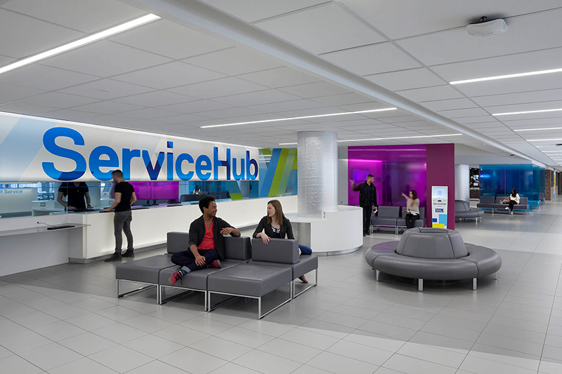 Students sitting in the Ryerson ServiceHub