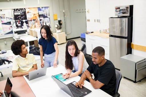 Group of students studying