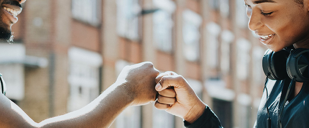 Students giving each other props