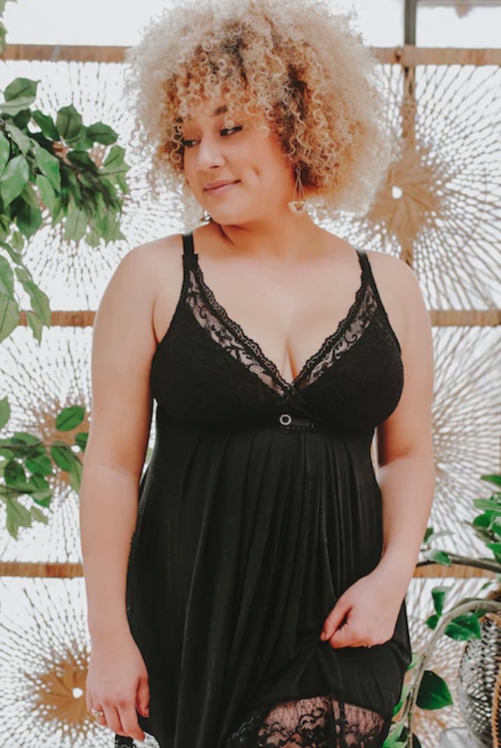 image of woman wearing black lingerie