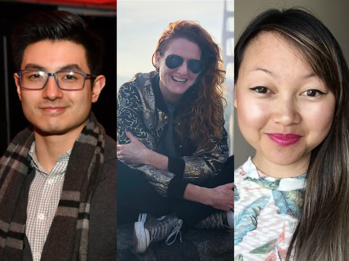 Side-by-side images of Vic Chiang, Kristina Flynn, and Maria Cheung.