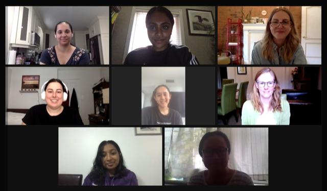 9.	Une capture d’écran d’une réunion de l’équipe du projet SISPE sur Zoom. Huit personnes sont présentes. 