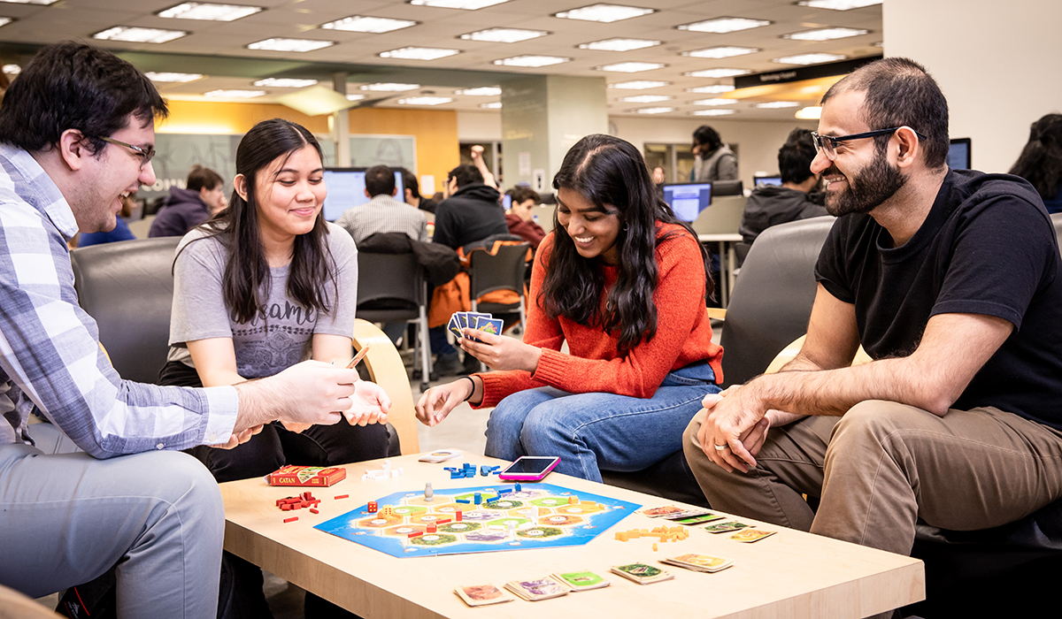 students hanging together in a group at campus