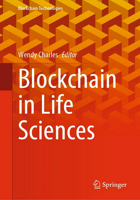 The cover of the book "Blockchain in Life Sciences"
