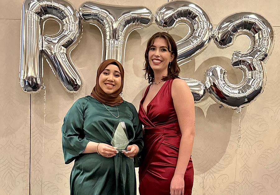 Husnaa Zamarai (left) at the CABS awards ceremony