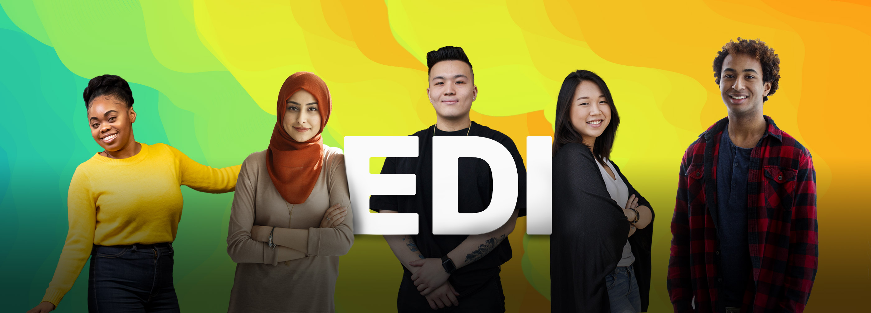 EDI report banner with diverse students