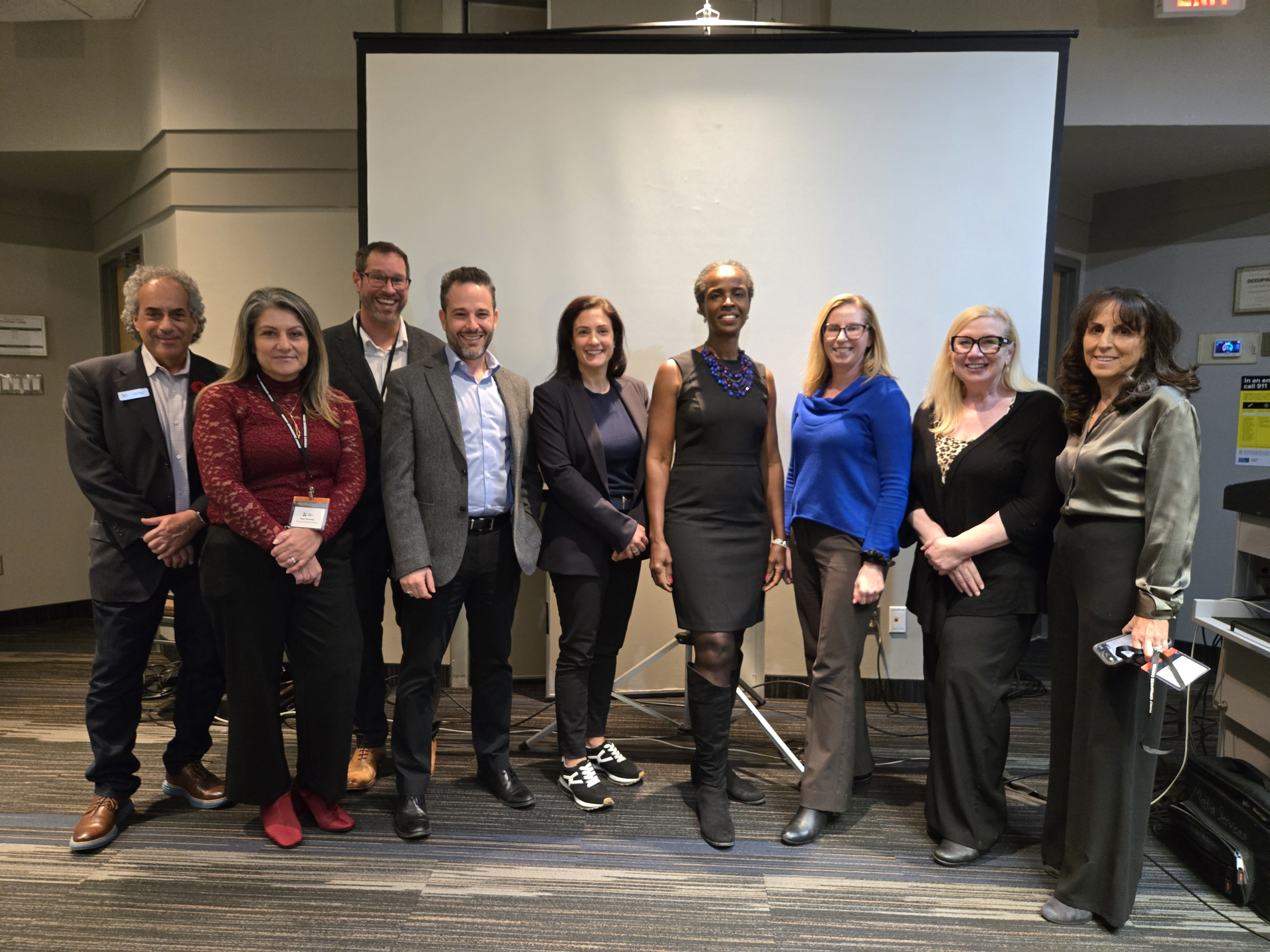From left: Frank Miller (Director, Executive Education - Ted Rogers School), Mary Thomson (National Director - FEC), Steve Beauschene (CEO - FEC), Francesco Barbera (Academic Director - Family Business Institute), Christina Sorbara (VP - Sorbara Group), Erica Herbert (CEO - Ode Hotel), Liz McBeth (CEO - Armour Valve), Wendy Cukier (Academic Director - Diversity Institute), Janie Goldstein (Advisor, Family Business - Ted Rogers School).
