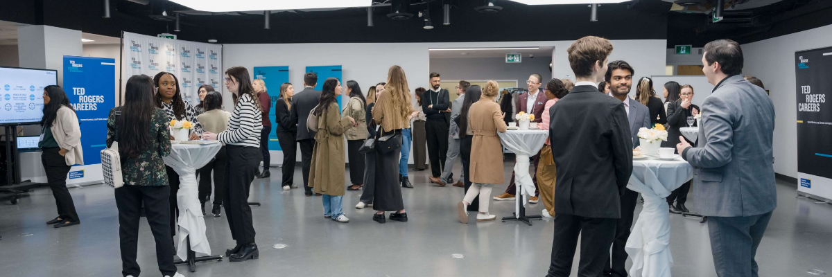 Group of people socalizing at a professoinal networking event