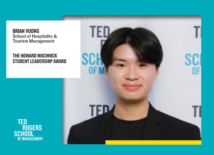 Brian Vuong receiving the Howard Muchnick Leadership Award