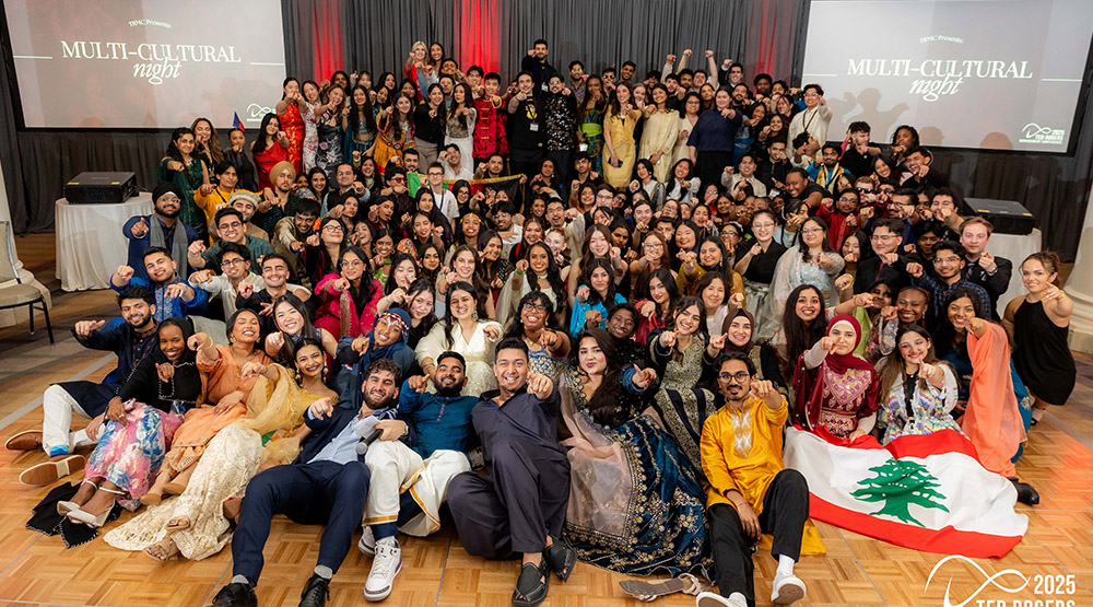 Multicultural night event group photo