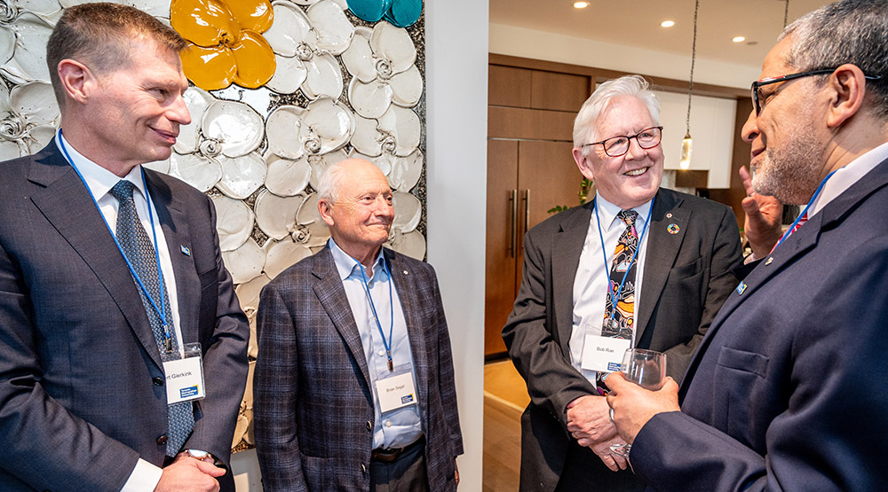 President Mohamed Lachemi talking to donors and partners