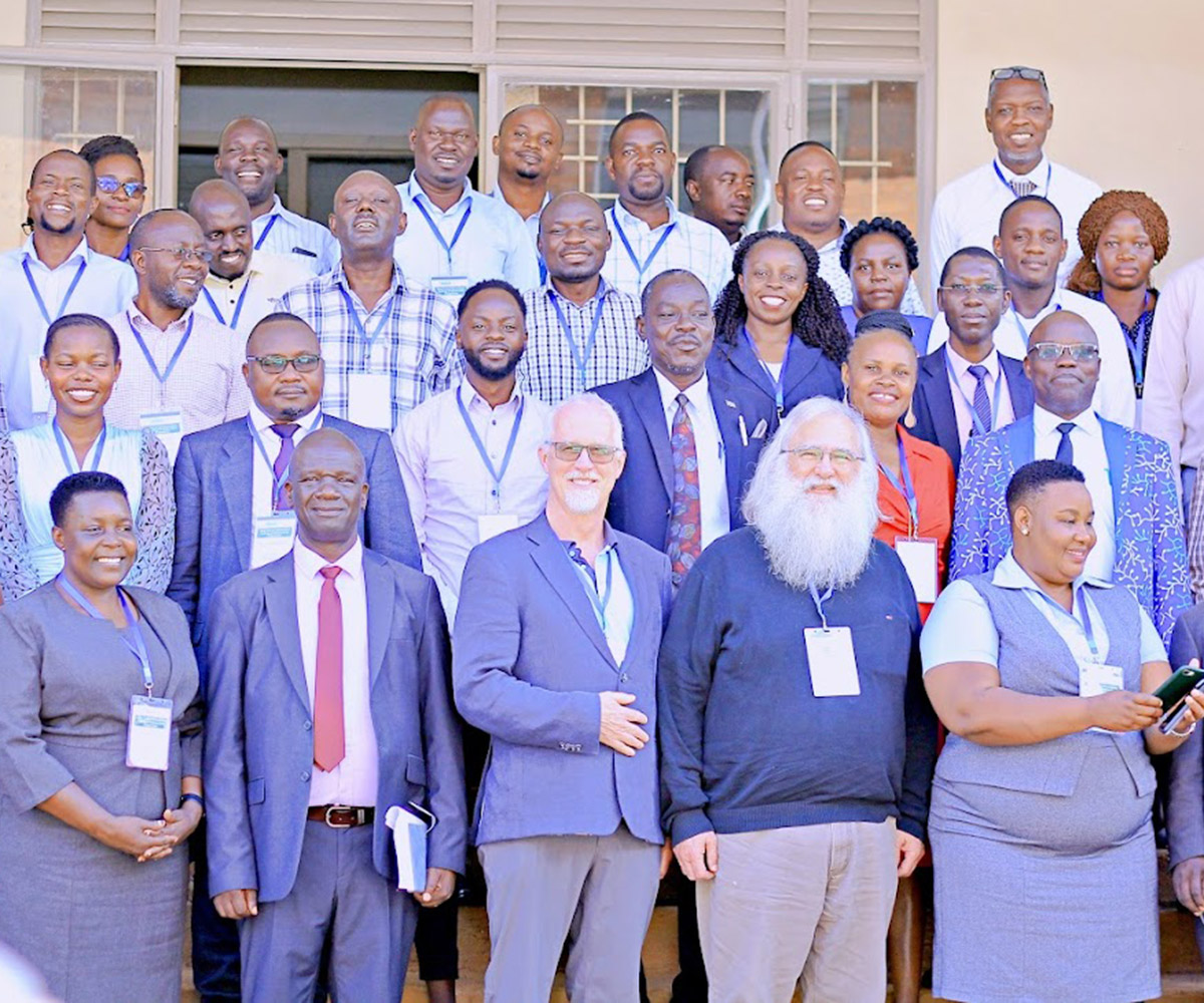 Professor Dave Valliere with researchers in Uganda