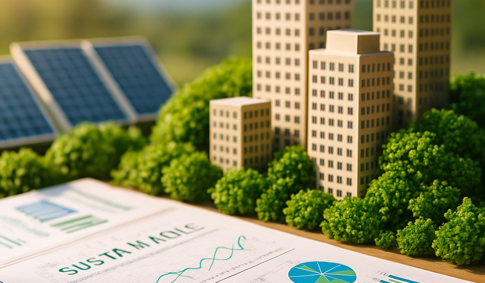 Building models with trees on a table with papers on top