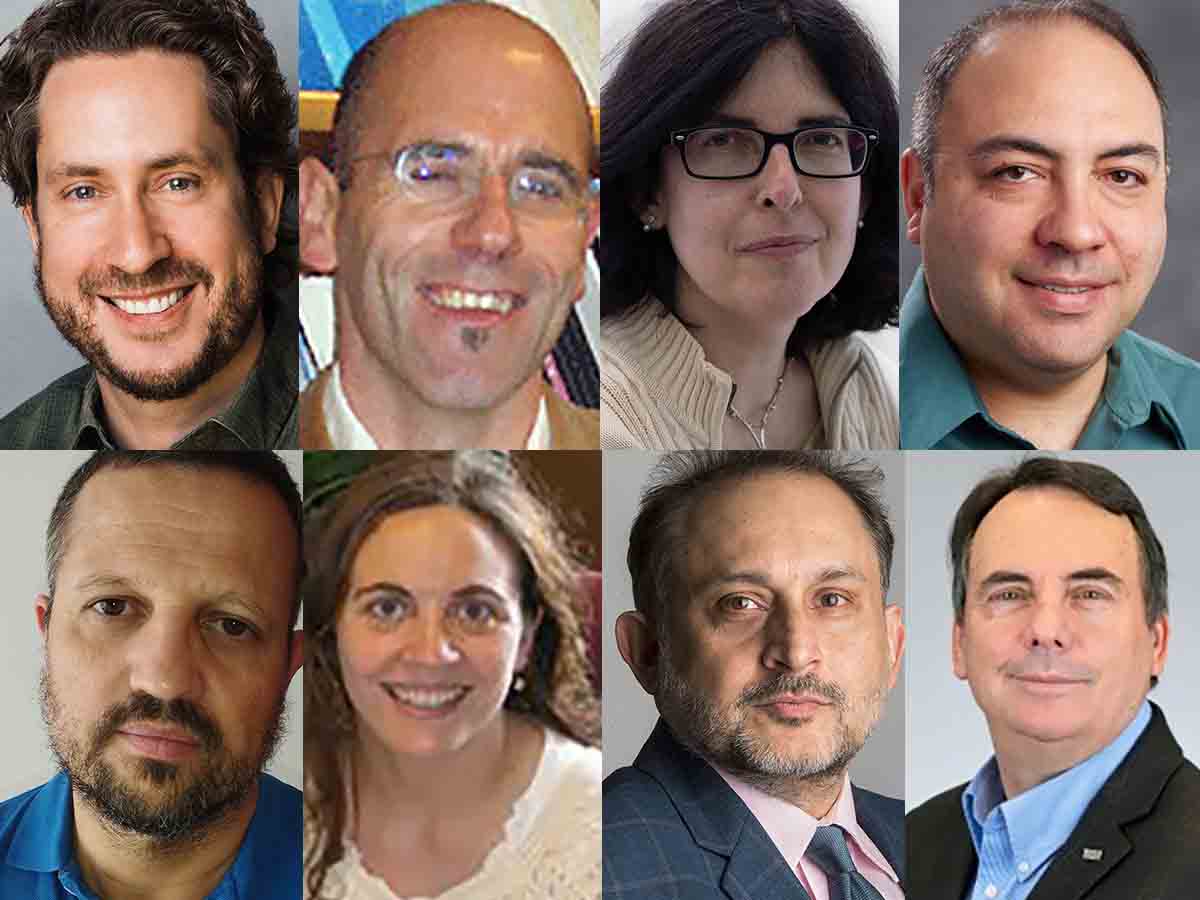 A composite photo of eight headshots of Curtis Maloley, Dr. Jose López, Dr. Emma Iglesias, Dr. Ozgur Turetken. Bottom: David Peon,  Maria Loureiro, Dr. Murtaza Haider, Dr. Philip Walsh