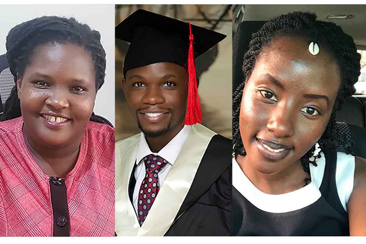 Makerere University students Susan Alero, Simon Rwakahangi and Sheila Tuti, 