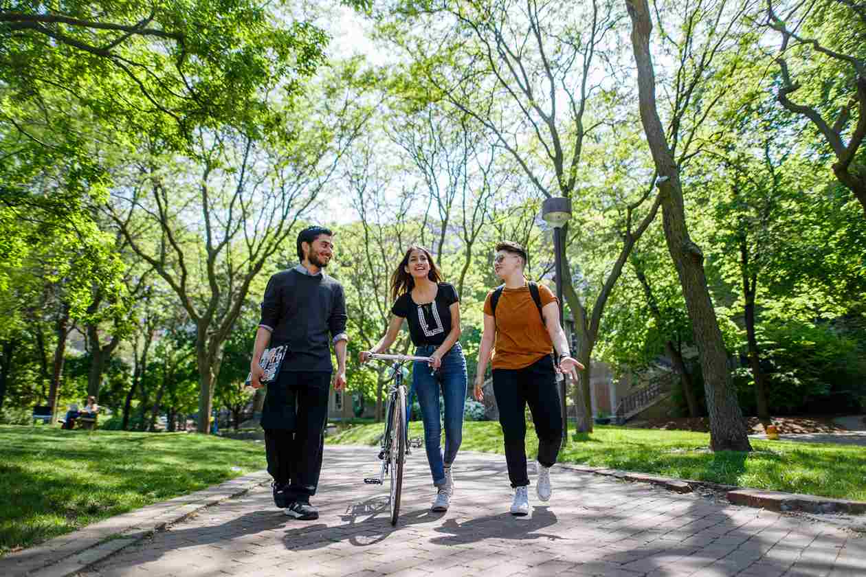 Students walking on campus