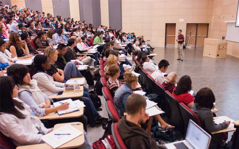 Lecture hall full of students during a lecture 