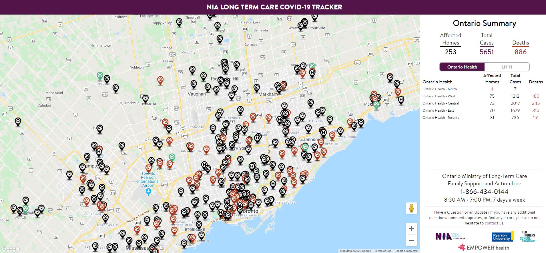 National Institute on Ageing tracker map