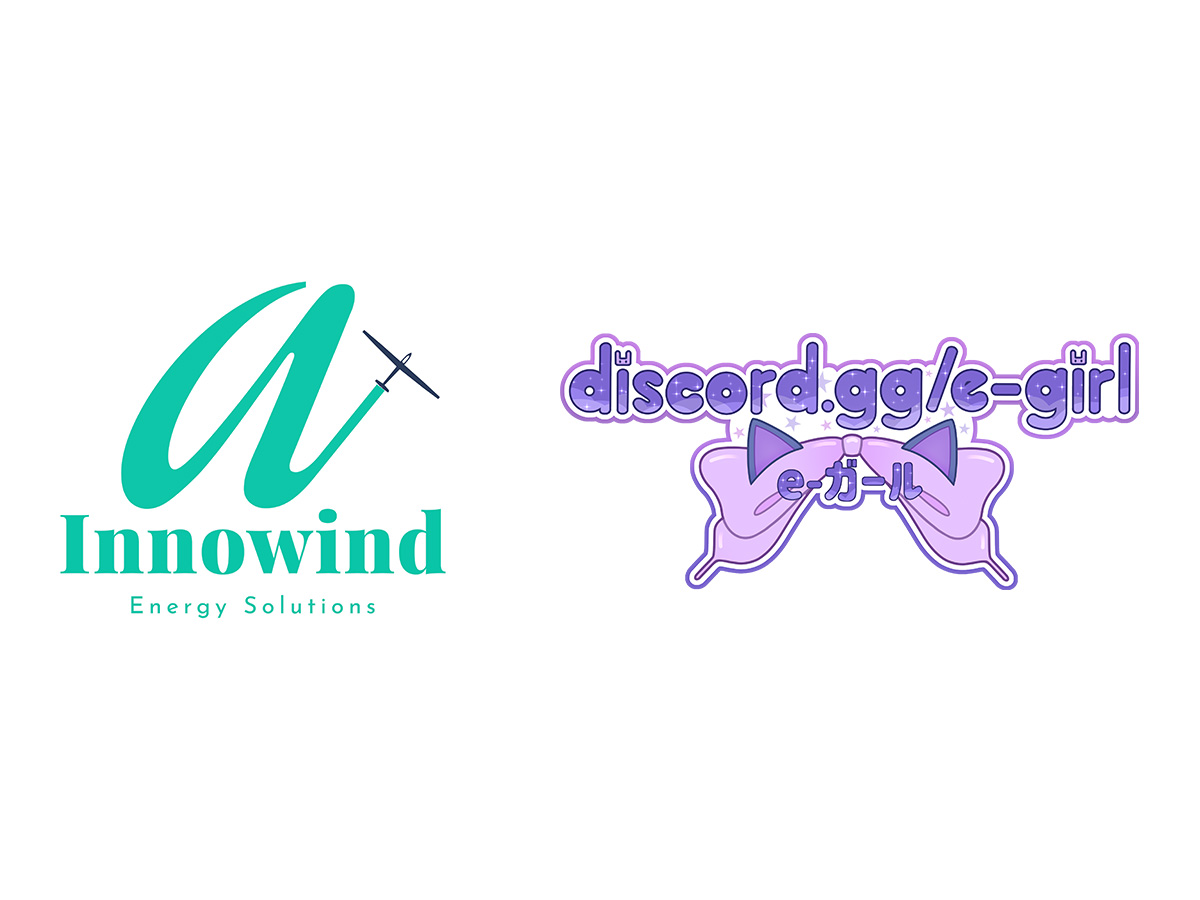A teal logo from Innowind Energy Solutions and a purple logo from E-Girl
