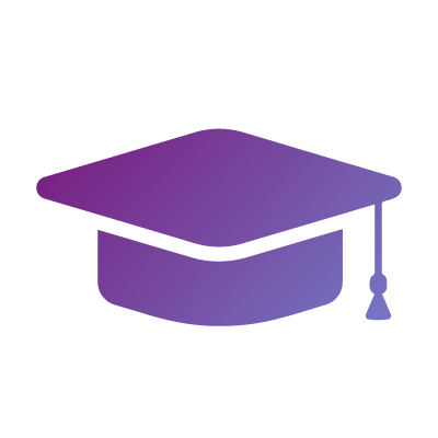purple icon of a graduation cap