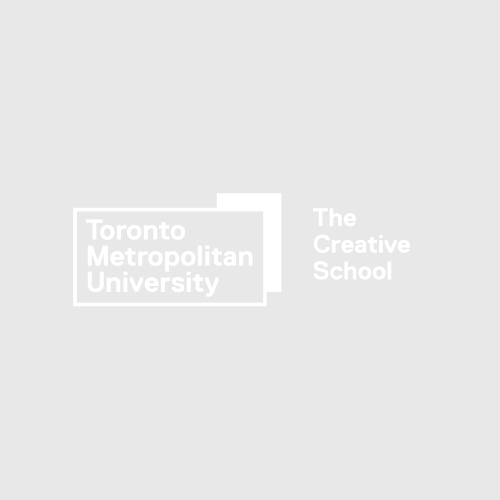 Toronto Metropolitan University The Creative School on grey background