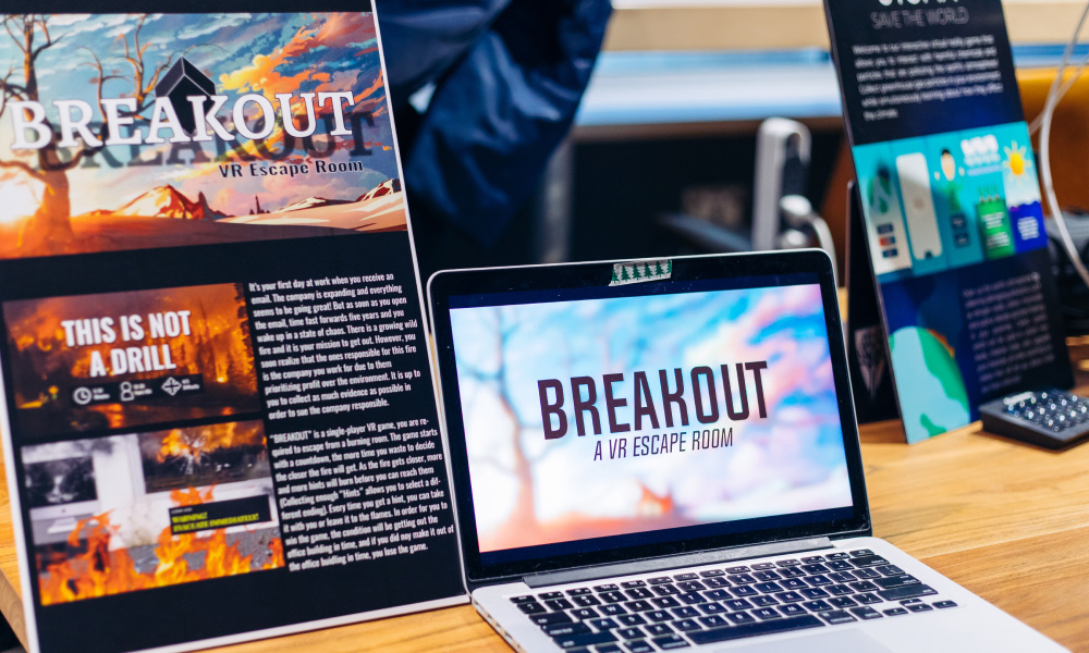 Three students working on their laptops during a Global Campus Studio session