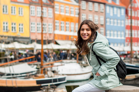 Student smiling in Copenhagen city centre