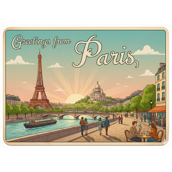 AI generated poster showing a cartoon-like image of Paris