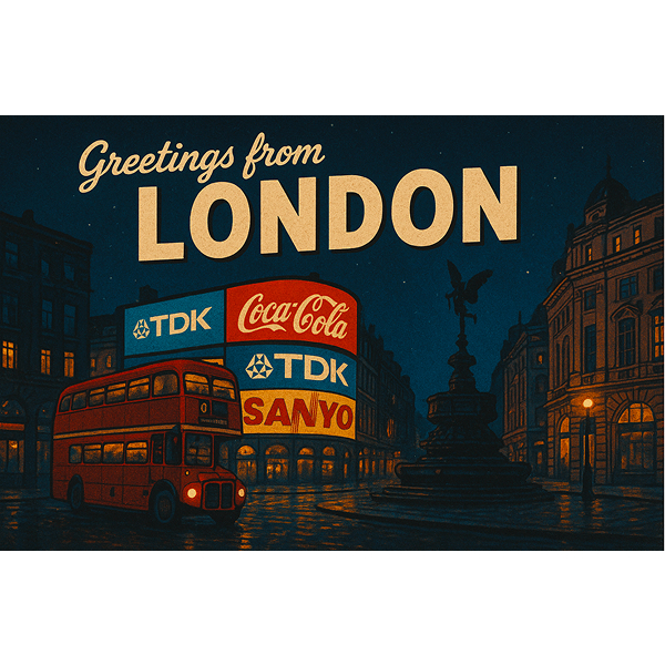 AI generated poster showing a cartoon-like image of London