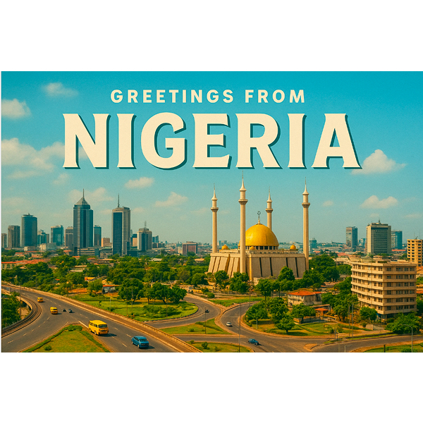 AI generated poster showing a cartoon-like image of Nigeria