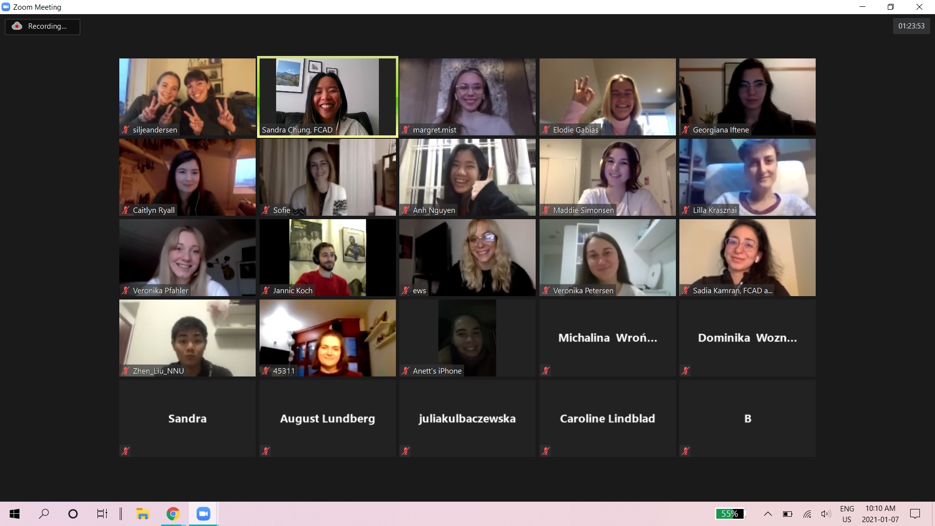 screenshot of a zoom call