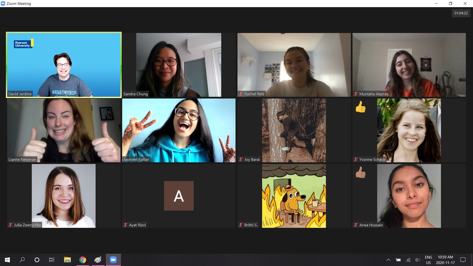 screenshot of a zoom call