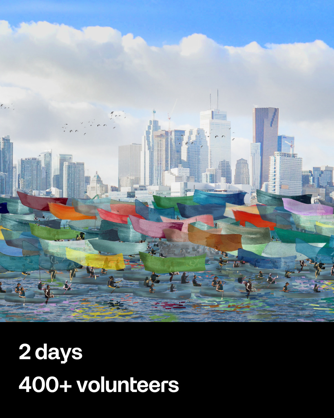 Graphic that reads: 2 days. 400+ volunteers.