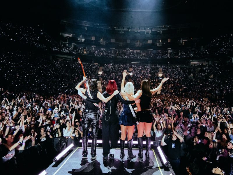 Canadian Rock Band The Beaches is taking a final bow at their concert in front of a sold out crowd of people. You can see the band 