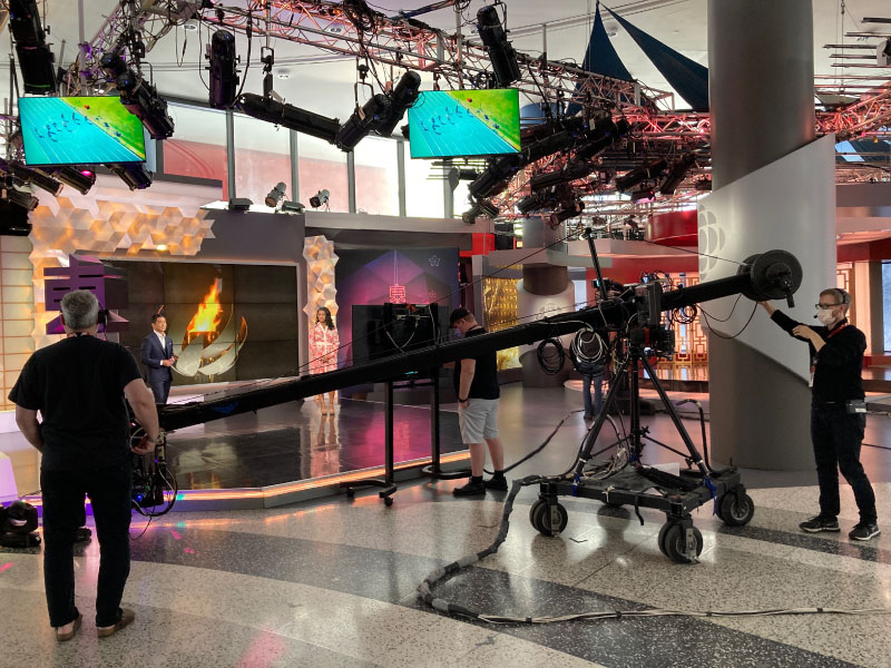 TV crew films CBC host in studio