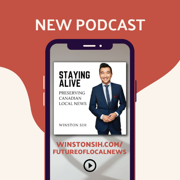 A rust and cream promotional photo with the text "new podcast"