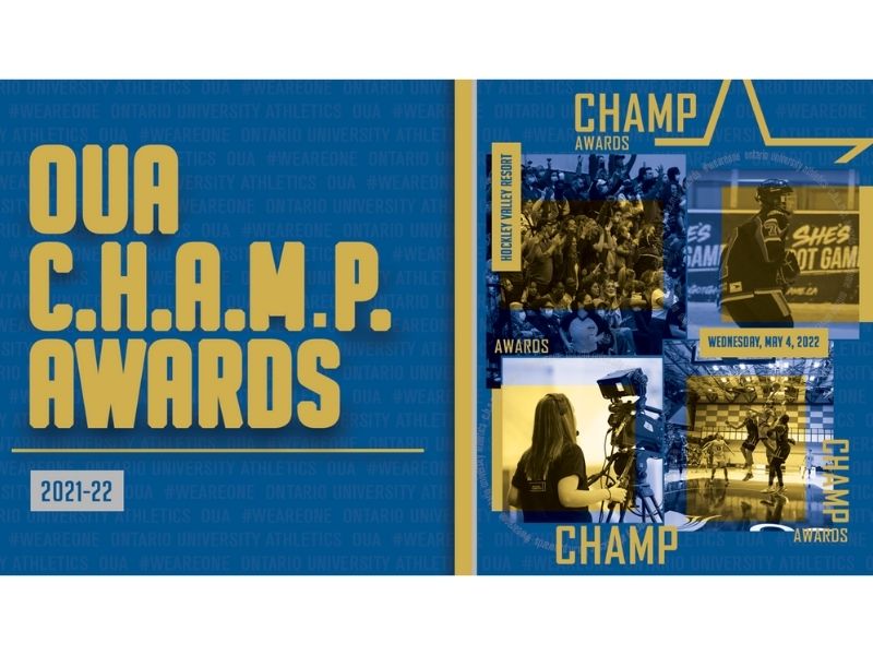 A digitally created blue and yellow poster promoting an award show.