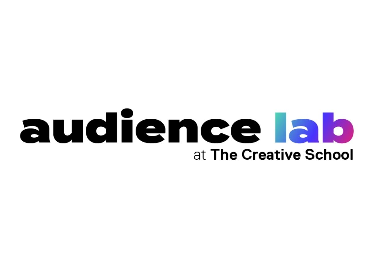 Audience Lab logo shows gradient colouring of lettering for 'Audience Lab' from teal to purple to magenta