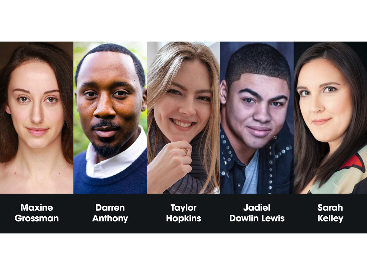 Recipients of the 2022 Corus Apprenticeship Program: Young Adult Scripted. They are Maxine Grossman, Darren Athony, Taylor Hopkins, Jadiel Dowlin Lewis and Sarah Kelly. Their pictures are set horizontally side by side