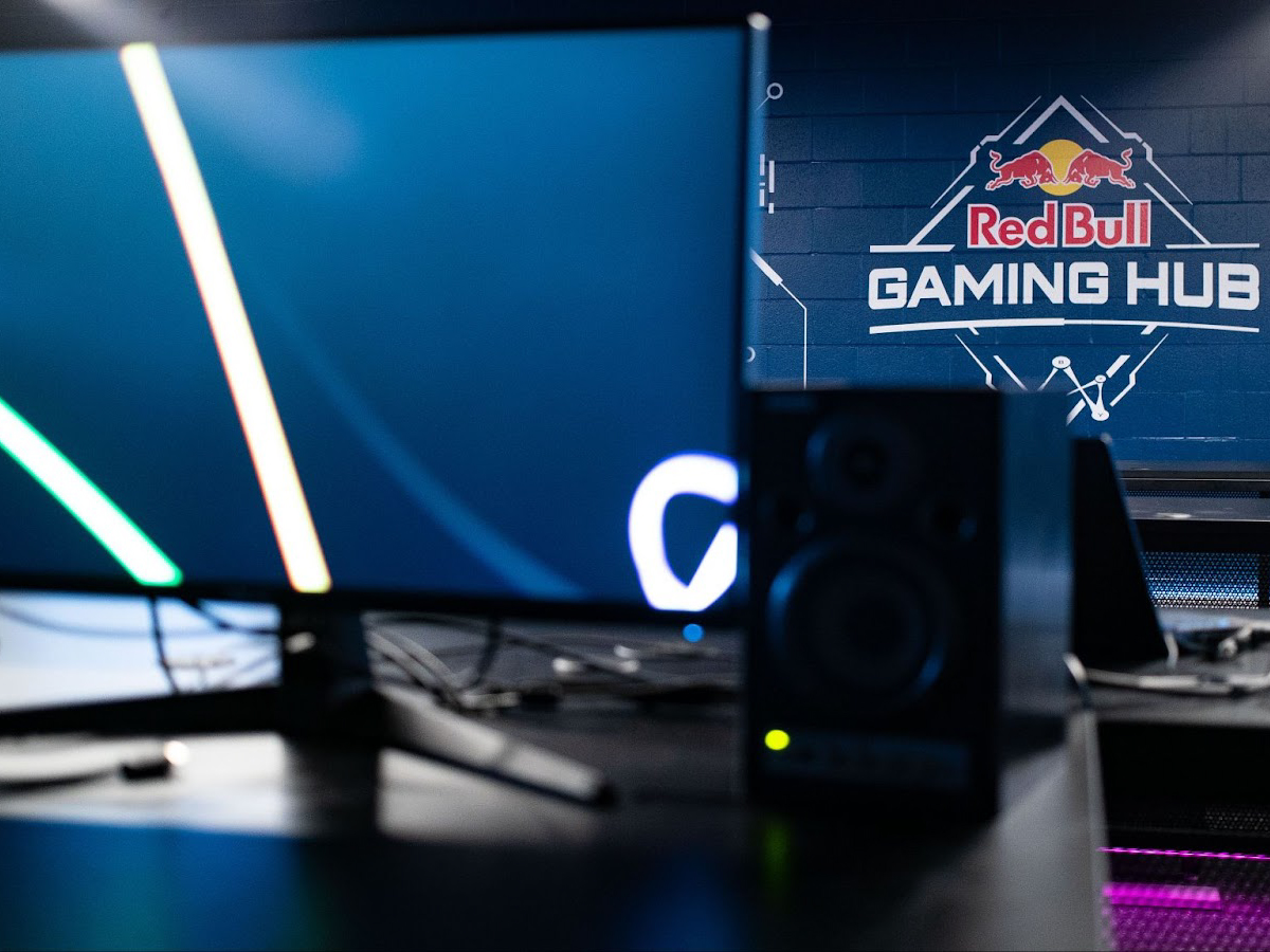 Red Bull Gaming Hub with computer monitor