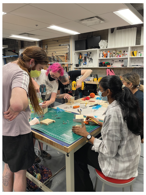 Students work together on their projects at the summer studio camp