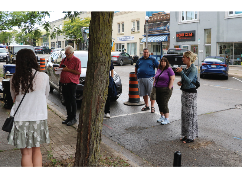 People observing the Jarvis St storefront 
