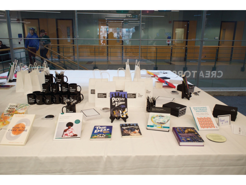 A table full of books