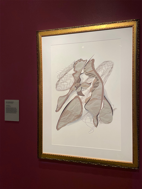 Theodora’s self-portrait titled “A Spoon in the Mouth” pictured in the Museum of Contemporary Art of Detroit (MOCAD). 