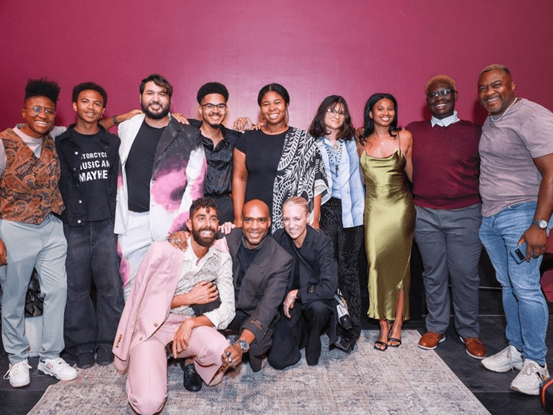 Theodora pictured with others at the "Building a Lasting Impact Exhibition" presented at the Museum of Contemporary Art of Detroit (MOCAD). 