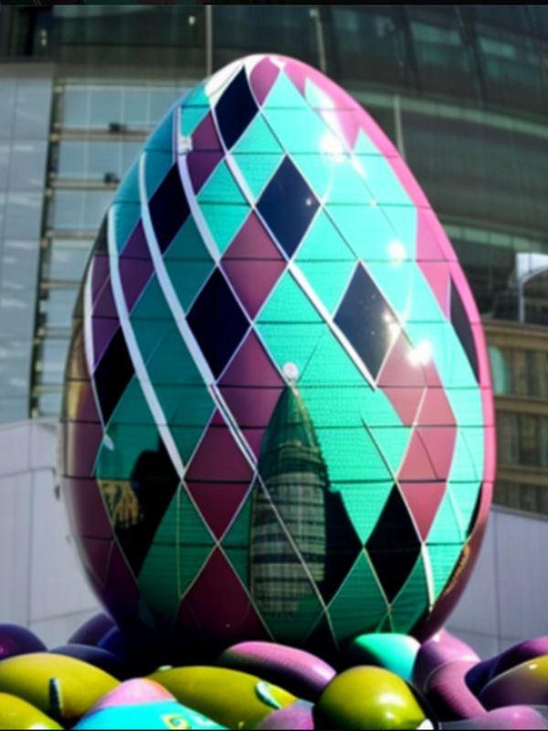 Artifical Intelligence image of a metallic easter egg 